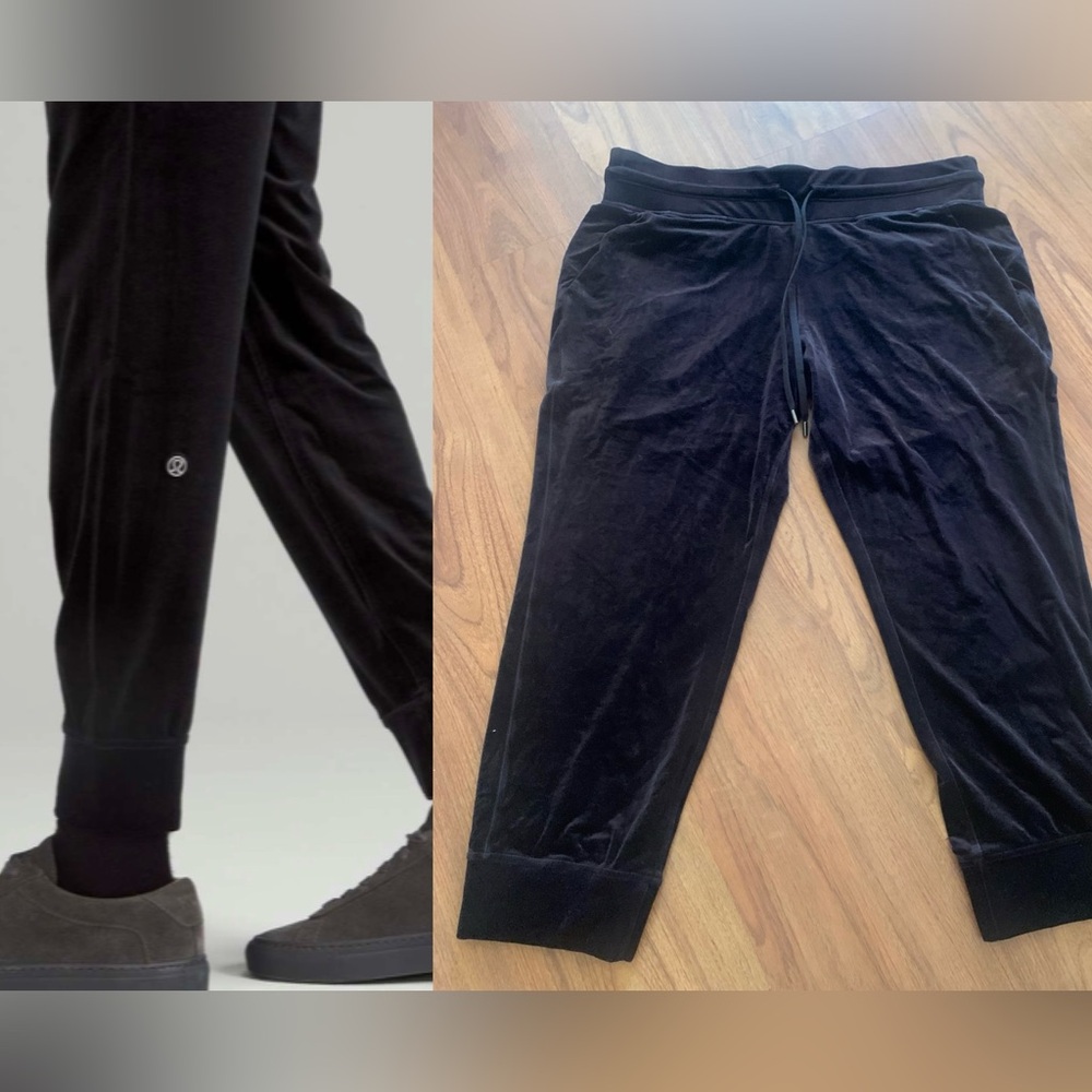 LULULEMON black velour velvet Ready To Crush high rise crop jogger track pant